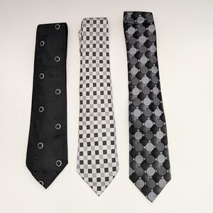 Bundle of 3 Elegant Black/Gray/White/Silver Men's Ties